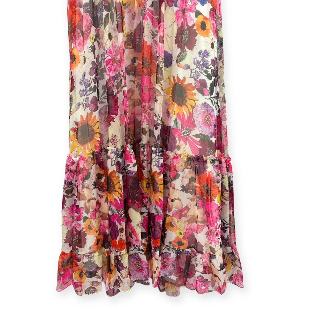 Sold. Mac Duggal NEW Asymmetrical Ruffled Halter Floral Chiffon Gown Size 10 - Picture 7 of 16